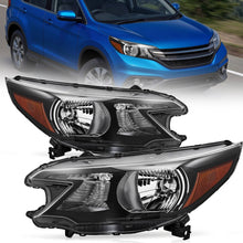 Load image into Gallery viewer, 2012-2014 Honda CR V Black Hallogen Headlights, Amber Corner Housing Assembly, Left &amp; Right Side Pair, Direct OEM Fitment

