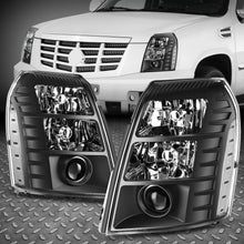 Load image into Gallery viewer, 2007-2014 Cadillac Escalade HID Headlights, Black Housing Clear Lens Projector Assembly, ESV EXT Pair, Direct OEM Fitment
