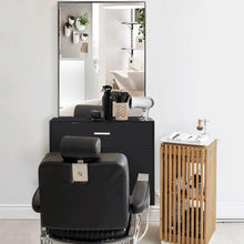Load image into Gallery viewer, Wall Mount Barber Station Beauty Salon Cabinet, Professional Hair Styling Dressing Table with Drawer, 3 Tool Holes and mirror
