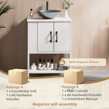 Load image into Gallery viewer, 24" Single Bathroom Vanity with Ceramic Sink Combo, Modern Wood Grain Storage Cabinet, Floating/Floor Mount Vanity Set with Integrated Basin
