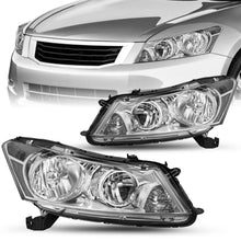 Load image into Gallery viewer, 2008-2012 Honda Accord 4 Door Chrome Headlights, Clear Corner Lens Assembly, Left &amp; Right Side Pair, Direct OEM Replacement
