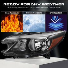 Load image into Gallery viewer, 2012-2014 Honda CR V Black Hallogen Headlights, Amber Corner Housing Assembly, Left &amp; Right Side Pair, Direct OEM Fitment
