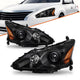 2013-2015 Nissan Altima 4 Door Sedan Black Projector Headlights Lamps Pair