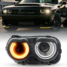 Load image into Gallery viewer, 2015-2023 Dodge Challenger LED DRL Projector Headlights, High Performance LH &amp; RH Headlamp Set, Black Housing Halogen Replacement
