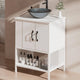 24" Single Bathroom Vanity with Ceramic Sink Combo, Modern Wood Grain Storage Cabinet, Floating/Floor Mount Vanity Set with Integrated Basin
