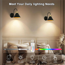 Load image into Gallery viewer, 2PKS Battery Operated Wall Sconces with Remote Dimmable Wireless LED Wall Lamp
