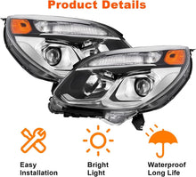 Load image into Gallery viewer, 2016-2017 Chevrolet Equinox Chrome Headlights, Halogen Projector Lens Assembly, Left &amp; Right Side Pair, Direct OEM Fit
