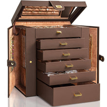 Load image into Gallery viewer, 6 Layer Large Leather Jewelry Box
