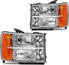 Load image into Gallery viewer, 2007-2013 GMC Sierra 1500 2500HD 3500HD Headlights, Chrome Clear Lens Assembly, Left &amp; Right Side Pair, Direct OEM Fit
