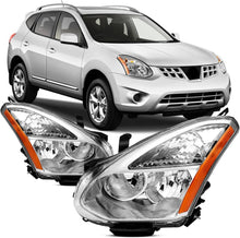 Load image into Gallery viewer, 2008-2013 Nissan Rogue Chrome Headlights, Crystal Clear Lens Assembly, Left &amp; Right Side Pair, Direct OEM Fit
