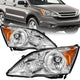 2007-2011 Honda CR V Chrome Headlights, Amber Corner Lens Assembly with Bulbs, Left & Right Side Pair, Direct OEM Fit