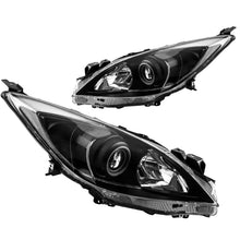 Load image into Gallery viewer, 2010-2013 Mazda 3 Chrome Headlights, Black Corner Crystal Clear Lens Assembly, Left &amp; Right Side Pair, Direct OEM Fit
