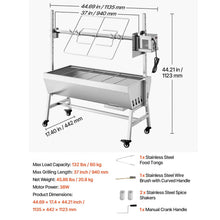 Load image into Gallery viewer, 52" Electric BBQ Rotisserie Grill Kit Stainless Steel, 132lb Capacity for Pig &amp; Lamb
