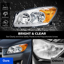 Load image into Gallery viewer, 2009-2012 Toyota RAV4 Chrome Headlights, Amber Corner Crystal Clear Lens Assembly, Left &amp; Right Side Pair, Direct OEM Fit
