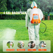 Load image into Gallery viewer, Battery Powered Backpack Sprayer 4 Gal Tank 0 to 90 PSI Adjustable Pressure
