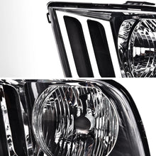 Load image into Gallery viewer, 2005-2009 Ford Mustang Black Housing Headlights, Halogen Crystal Clear Lens Assembly, Left &amp; Right Side Pair, Direct OEM Fit
