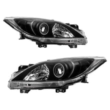 Load image into Gallery viewer, 2010-2013 Mazda 3 Chrome Headlights, Black Corner Crystal Clear Lens Assembly, Left &amp; Right Side Pair, Direct OEM Fit
