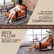 Load image into Gallery viewer, Vintage Leather Accent Chair Lounge Armchair with Wooden Frame for Living Room
