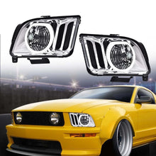 Load image into Gallery viewer, 2005-2009 Ford Mustang Chrome LED DRL Halo Headlights, Projector Lens Assembly, Left &amp; Right Side Pair, Direct OEM Fit
