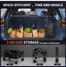 Load image into Gallery viewer, Collapsible Garden Utility Wagon Cart, Foldable with Adjustable Handle for Outdoor Yard, Camping, Beach

