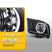 Load image into Gallery viewer, 2005-2009 Ford Mustang Black LED DRL Halo Headlights, Projector Lens Assembly, Left &amp; Right Side Pair, Direct OEM Fit
