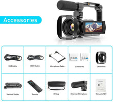 Load image into Gallery viewer, Video Camera Camcorder 4K WiFi 48MP Vlogging Camera for YouTube with Microphone
