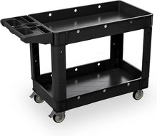 Load image into Gallery viewer, Heavy Duty Utility Cart with 2 Shelves, 550 lb Capacity, 360 Degree Swivel Wheels for Garage Warehouse Use
