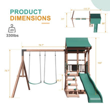 Load image into Gallery viewer, Swing Sets for Kids, Slide, Rock Wall &amp; Soft Cushion Swings for Backyard
