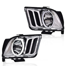 Load image into Gallery viewer, 2005-2009 Ford Mustang Chrome LED DRL Halo Headlights, Projector Lens Assembly, Left &amp; Right Side Pair, Direct OEM Fit
