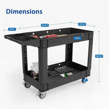 Load image into Gallery viewer, Heavy Duty Utility Cart with 2 Shelves, 550 lb Capacity, 360 Degree Swivel Wheels for Garage Warehouse Use

