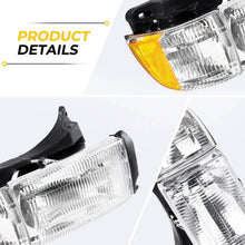 Load image into Gallery viewer, 1994-2002 Dodge Ram 1500 2500 3500 Chrome Headlights, Crystal Clear Lens Assembly, Left &amp; Right Side Pair, Direct OEM Fit

