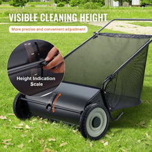 Load image into Gallery viewer, Push Lawn Sweeper 26 Inch 7 Cu Ft Leaf Collector with Adjustable Height Manual Grass Sweeper for Yard Garden

