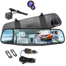 Load image into Gallery viewer, Rearview Mirror Dash Cam 1080P HD DVR Dual Camera Car Front Rear Video Recorder
