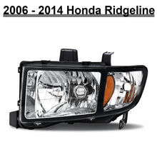 Load image into Gallery viewer, 2006-2014 Honda Ridgeline Black Housing Headlights, Amber Corner Crystal Clear Lens Assembly, Left &amp; Right Side Pair, Direct OEM Fit
