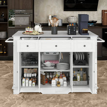 Load image into Gallery viewer, 60” Kitchen Island Large Rolling Islands with Storage Drawer Cabinet on Wheels
