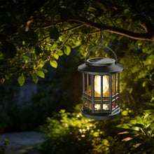 Load image into Gallery viewer, 2 Pack Solar Hanging Lanterns, Waterproof Outdoor Warm White LED Lights for Garden, Patio, Yard Decor

