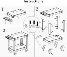 Load image into Gallery viewer, Heavy Duty Utility Cart with 2 Shelves, 550 lb Capacity, 360 Degree Swivel Wheels for Garage Warehouse Use
