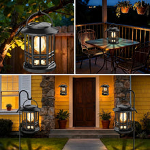 Load image into Gallery viewer, 2 Pack Solar Powered Hanging Lanterns, Waterproof Outdoor Warm White LED Garden Lights
