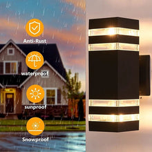 Load image into Gallery viewer, Outdoor Led Wall Light 2 Pack - Modern Up Down Sconce, Porch, Waterproof, Black
