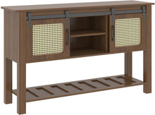 Load image into Gallery viewer, Buffet Cabinet, Coffee Bar Storage Cabinet with Rattan Sliding Barn Door &amp; Shelves
