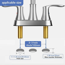 Load image into Gallery viewer, Bathroom Sink Faucet Brushed Nickel, 3 Hole 4 In Centerset Vanity Mixer with Drain
