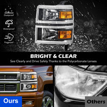 Load image into Gallery viewer, 2014-2015 Chevy Silverado 1500 Chrome Headlights, Crystal Clear Lens Assembly, Left &amp; Right Side Pair, Direct OEM Fit
