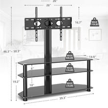 Load image into Gallery viewer, Glass Floor TV Stand with Swivel Mount for 32 to 70 inch Flat Screen TVS
