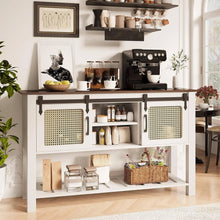 Load image into Gallery viewer, Buffet Cabinet, Coffee Bar Storage Cabinet with Rattan Sliding Barn Door &amp; Shelves
