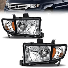 Load image into Gallery viewer, 2006-2014 Honda Ridgeline Black Housing Headlights, Amber Corner Crystal Clear Lens Assembly, Left &amp; Right Side Pair, Direct OEM Fit
