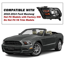 Load image into Gallery viewer, 2010-2014 Ford Mustang Black Headlights, Amber Corner Stealth Crystal Clear Lens Assembly, Left &amp; Right Side Pair, Direct OEM Fit
