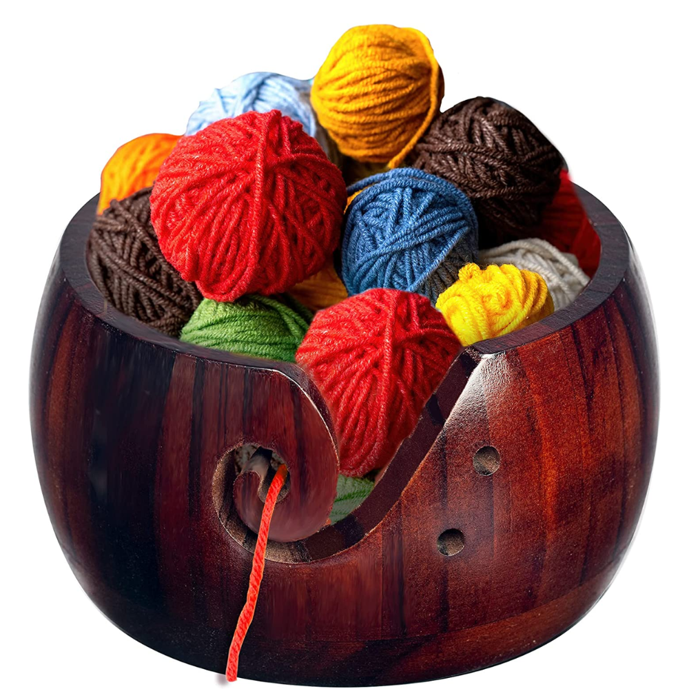 Wooden Crafting Crochet Yarn Bowl