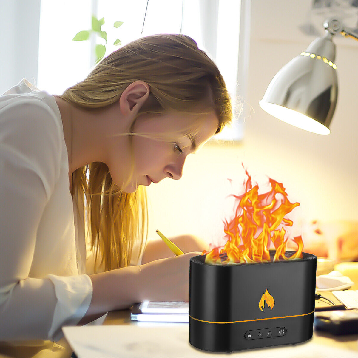 Color Changing Humidifier Square Relaxing 3D RGB Color Changing Tabletop Flame Humidifier – Until Times Up