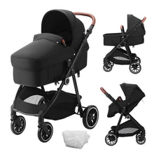 Load image into Gallery viewer, Convertible Baby Infant Stroller Foldable Pushchair with Bassinet Black
