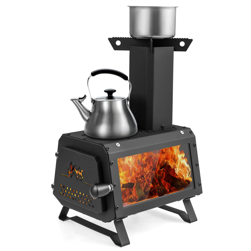 Portable Wood Burning Camping Cooking Heater Stove